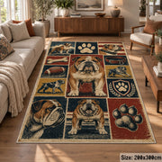 Dog Breed Patchwork area rug shown in a lounge