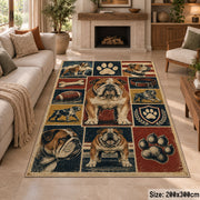 Dog Breed Patchwork area rug shown in a sitting room