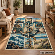 Nautical Anchor Patchwork area rug shown in a entryway