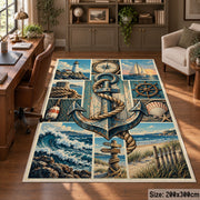 Nautical Anchor Patchwork area rug shown in a home office