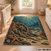 Anchor Coastal Landscape area rug shown in a nursery