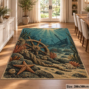 Anchor Coastal Landscape area rug shown in a dining room