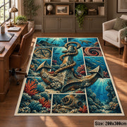 Ocean Anchor Collage area rug shown in a home office