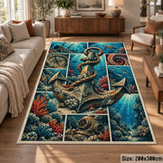 Ocean Anchor Collage area rug shown in a lounge