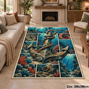 Ocean Anchor Collage area rug shown in a sitting room
