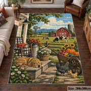 Farm Harvest Still Life area rug shown in a living room