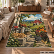Farm Harvest Still Life area rug shown in a lounge