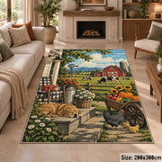 Farm Harvest Still Life area rug shown in a sitting room