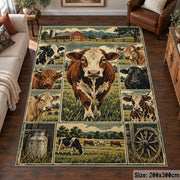 Cow Farm Heritage Grid area rug shown in a living room