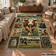 Cow Farm Heritage Grid area rug shown in a lounge