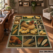 Farm Produce Patchwork area rug shown in a home office