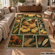Farm Produce Patchwork area rug shown in a lounge