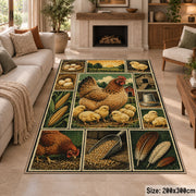 Farm Produce Patchwork area rug shown in a sitting room