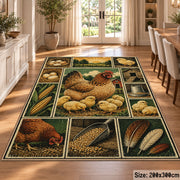 Farm Produce Patchwork area rug shown in a dining room