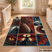 Red Dragon Fantasy Grid area rug shown in a nursery