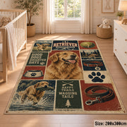 Dog Lover Adventure Collage area rug shown in a nursery