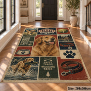 Dog Lover Adventure Collage area rug shown in a foyer