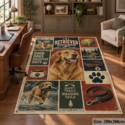 Dog Lover Adventure Collage area rug shown in a home office