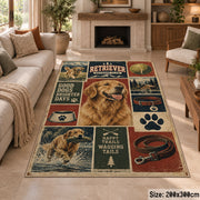 Dog Lover Adventure Collage area rug shown in a sitting room