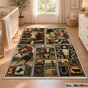 Rustic Farm Tools Patchwork area rug shown in a nursery