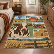 Cow Barn Pasture Rug area rug shown in a bedroom