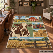 Cow Barn Pasture Rug area rug shown in a home office