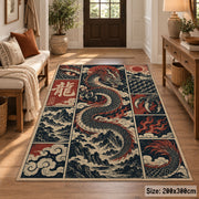 Dragon Fantasy Patchwork area rug shown in a entryway