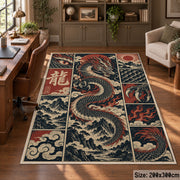 Dragon Fantasy Patchwork area rug shown in a home office