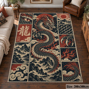 Dragon Fantasy Patchwork area rug shown in a living room
