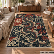 Dragon Fantasy Patchwork area rug shown in a lounge