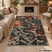 Dragon Fantasy Patchwork area rug shown in a sitting room
