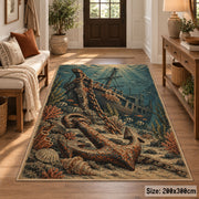 Weathered Anchor Seascape area rug shown in a entryway