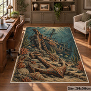 Weathered Anchor Seascape area rug shown in a home office