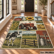 Tractor Country Fields Grid area rug shown in a foyer