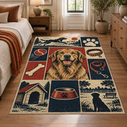 Dog Kennel Portrait Grid area rug shown in a bedroom