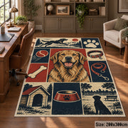 Dog Kennel Portrait Grid area rug shown in a home office