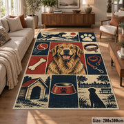 Dog Kennel Portrait Grid area rug shown in a lounge