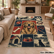 Dog Kennel Portrait Grid area rug shown in a sitting room