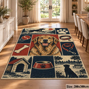 Dog Kennel Portrait Grid area rug shown in a dining room