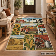 Farm Wagon Harvest Grid area rug shown in a entryway