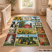 Farm Life Patchwork area rug shown in a nursery