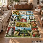 Farm Life Patchwork area rug shown in a lounge