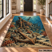 Coastal Anchor Seascape area rug shown in a foyer