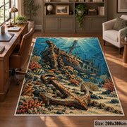 Coastal Anchor Seascape area rug shown in a home office