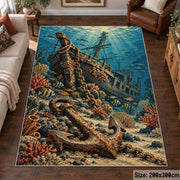Coastal Anchor Seascape area rug shown in a living room