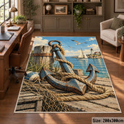 Seaside Anchor Rope Art area rug shown in a home office