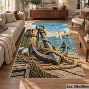 Seaside Anchor Rope Art area rug shown in a lounge