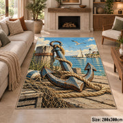 Seaside Anchor Rope Art area rug shown in a sitting room