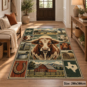 Cow Country Farm Grid area rug shown in a entryway