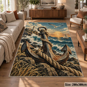 Anchor on Coastal Shore area rug shown in a lounge